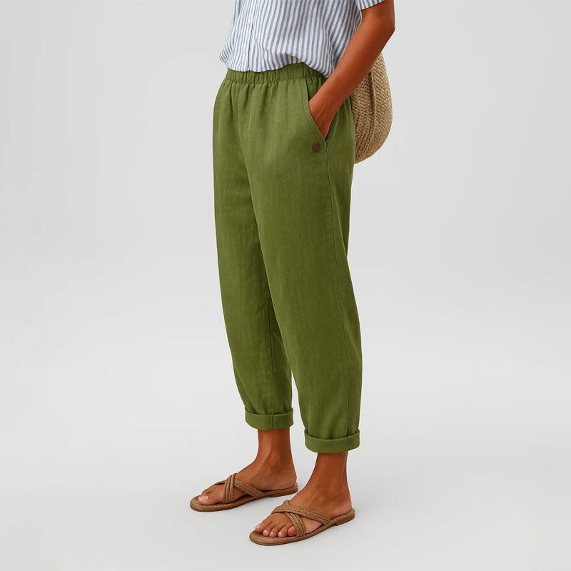 Kamila - Women's Pleated Front Straight-Leg Pants