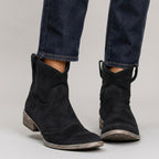 Karen - Women's Suede Pull-On Ankle Boots with V-Cut Shaft 4