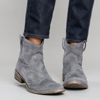 Karen - Women's Suede Pull-On Ankle Boots with V-Cut Shaft 5