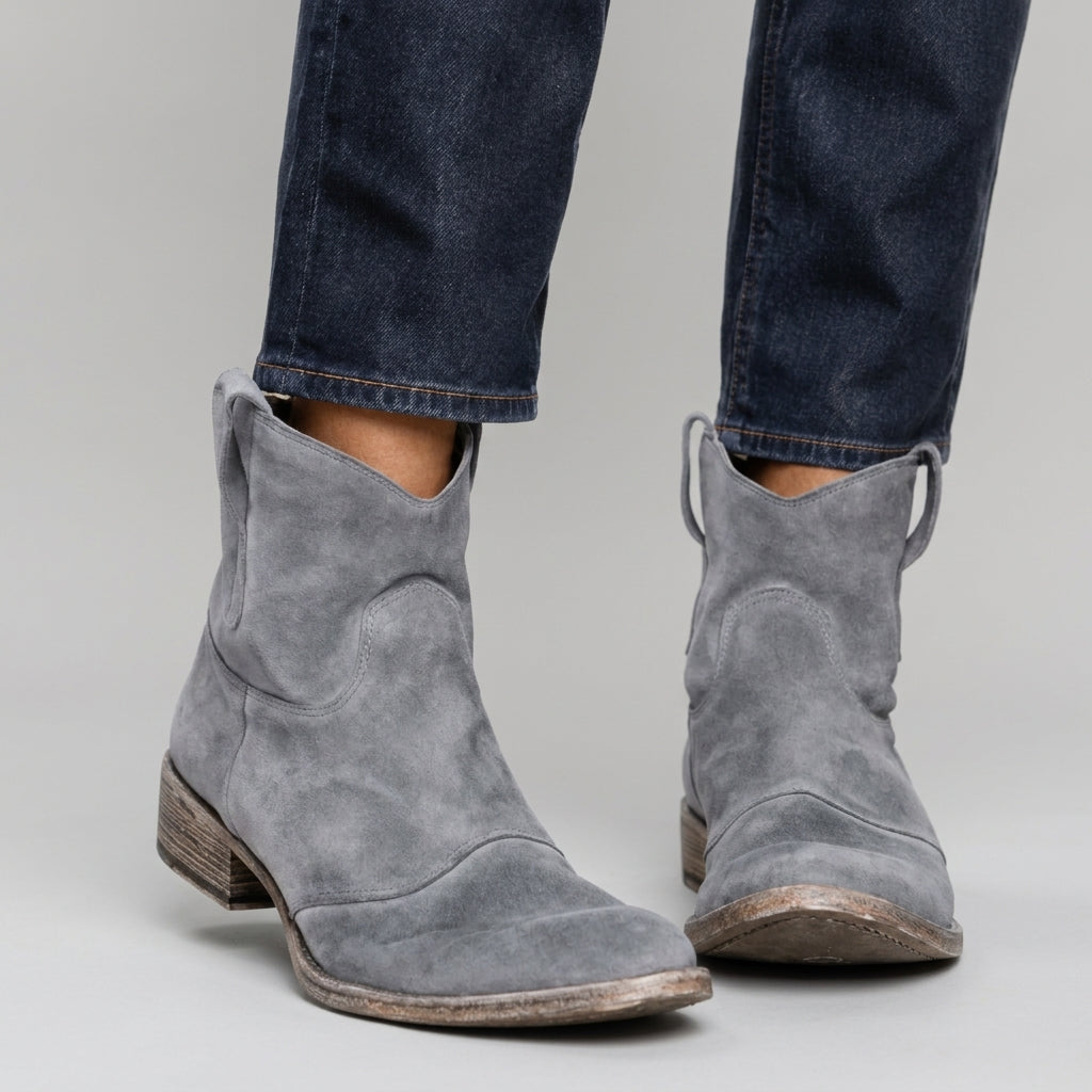 Karen - Women's Suede Pull-On Ankle Boots with V-Cut Shaft 5