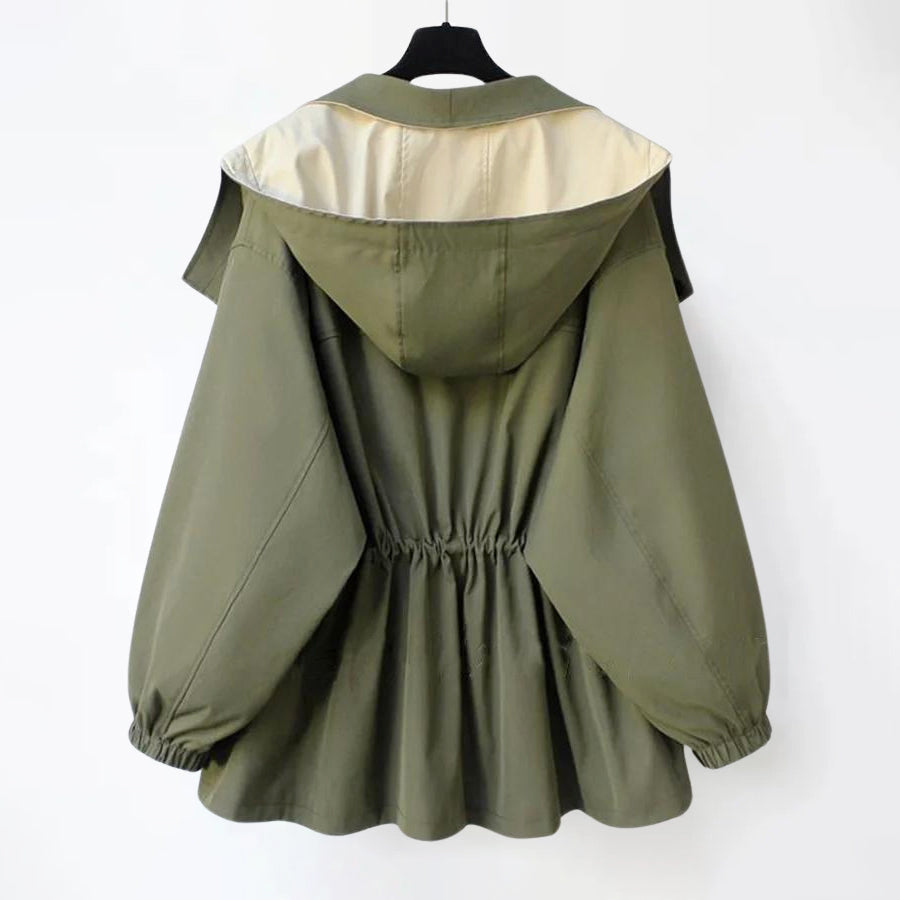 Kelly - Women's Oversized Draped Collar Contrast Jacket