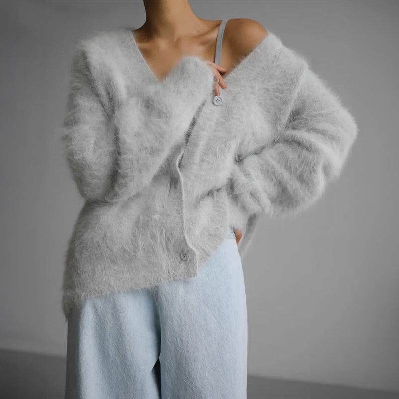 Kelsey - Women's Oversized Fuzzy Knit Cardigan