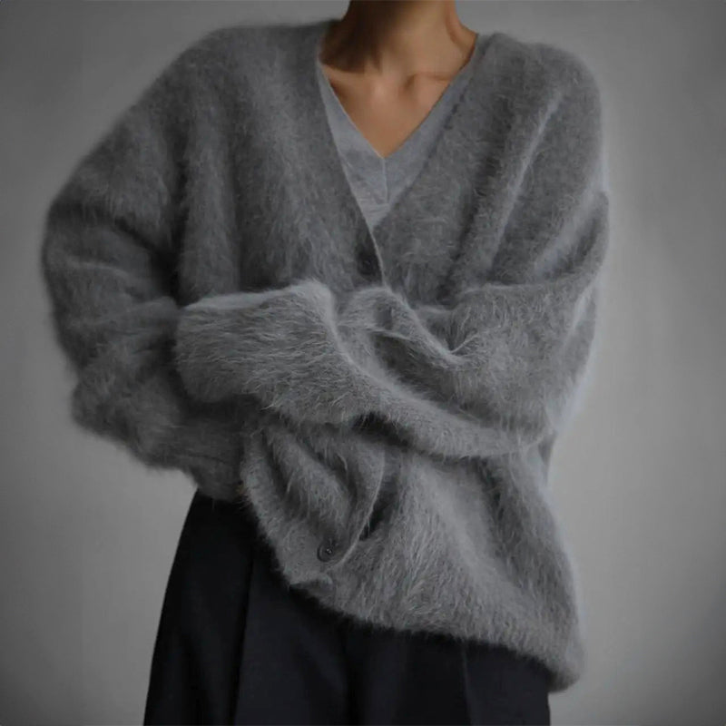 Kelsey - Women's Oversized Fuzzy Knit Cardigan