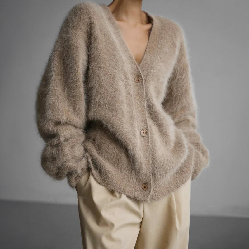 Kelsey - Women's Oversized Fuzzy Knit Cardigan