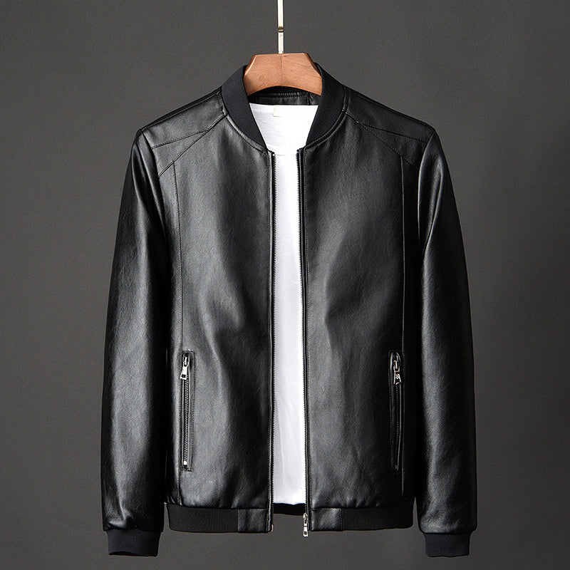 Kenneth - Men's Faux Leather Bomber Jacket