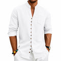 Kent - Men's Stand Collar Full-Button Long Sleeve Shirt