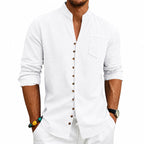 Kent - Men's Stand Collar Full-Button Long Sleeve Shirt