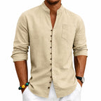 Kent - Men's Stand Collar Full-Button Long Sleeve Shirt