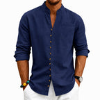 Kent - Men's Stand Collar Full-Button Long Sleeve Shirt