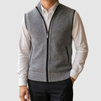 Kolson - Men's Sleeveless Marled Knit Vest with Full-Length Zip