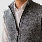 Kolson - Men's Sleeveless Marled Knit Vest with Full-Length Zip