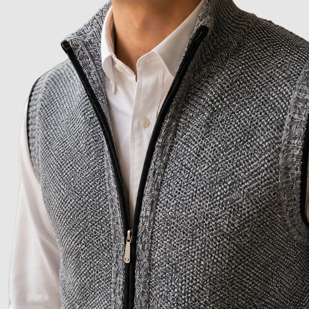 Kolson - Men's Sleeveless Marled Knit Vest with Full-Length Zip
