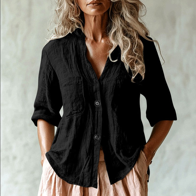 Lacey - Women’s Linen Relaxed Button-Up Shirt