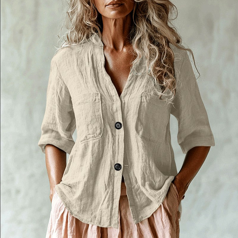 Lacey - Women’s Linen Relaxed Button-Up Shirt