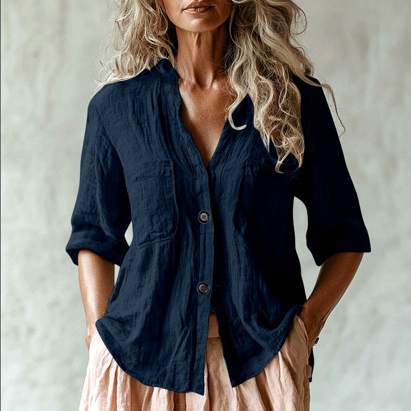 Lacey - Women’s Linen Relaxed Button-Up Shirt