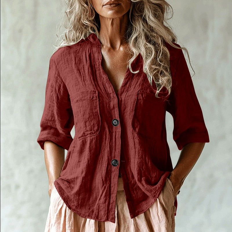 Lacey - Women’s Linen Relaxed Button-Up Shirt