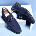 Lance - Men's Suede Slip-On Loafers with Metal Bit