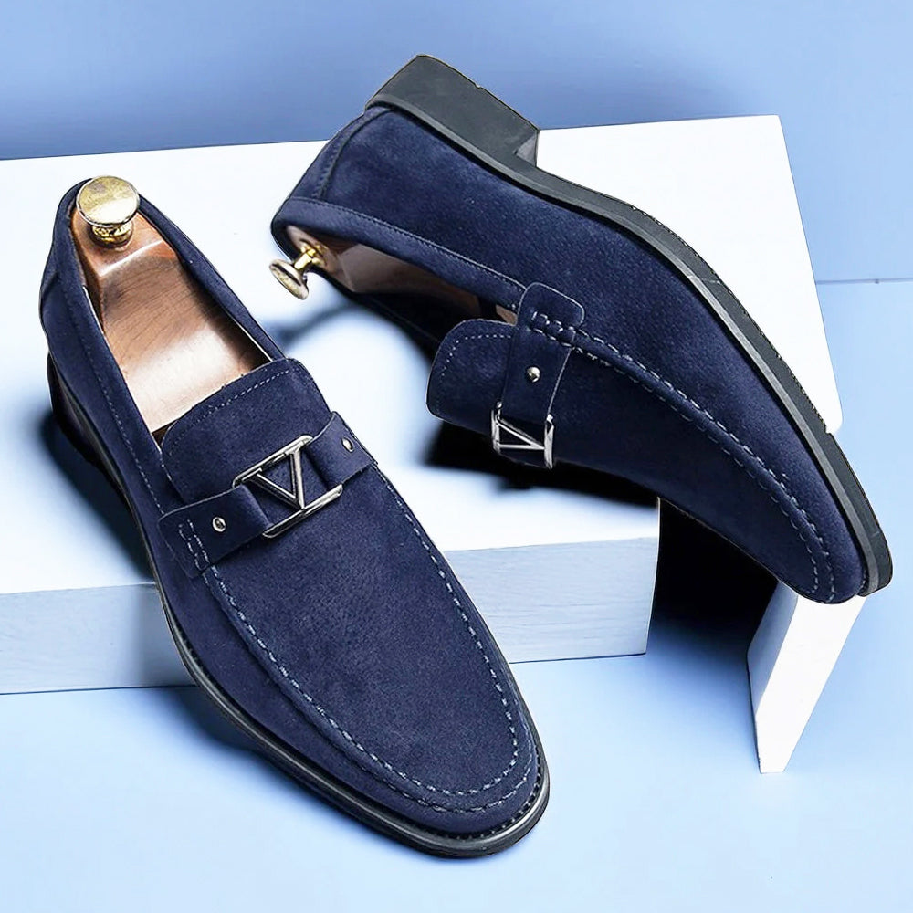 Lance - Men's Suede Slip-On Loafers with Metal Bit