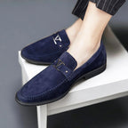 Lance - Men's Suede Slip-On Loafers with Metal Bit