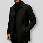 Lance - Men's Tailored Button-Up Coat with Slit Pockets