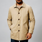 Lance - Men's Tailored Button-Up Coat with Slit Pockets