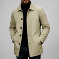 Lance - Men's Tailored Button-Up Coat with Slit Pockets