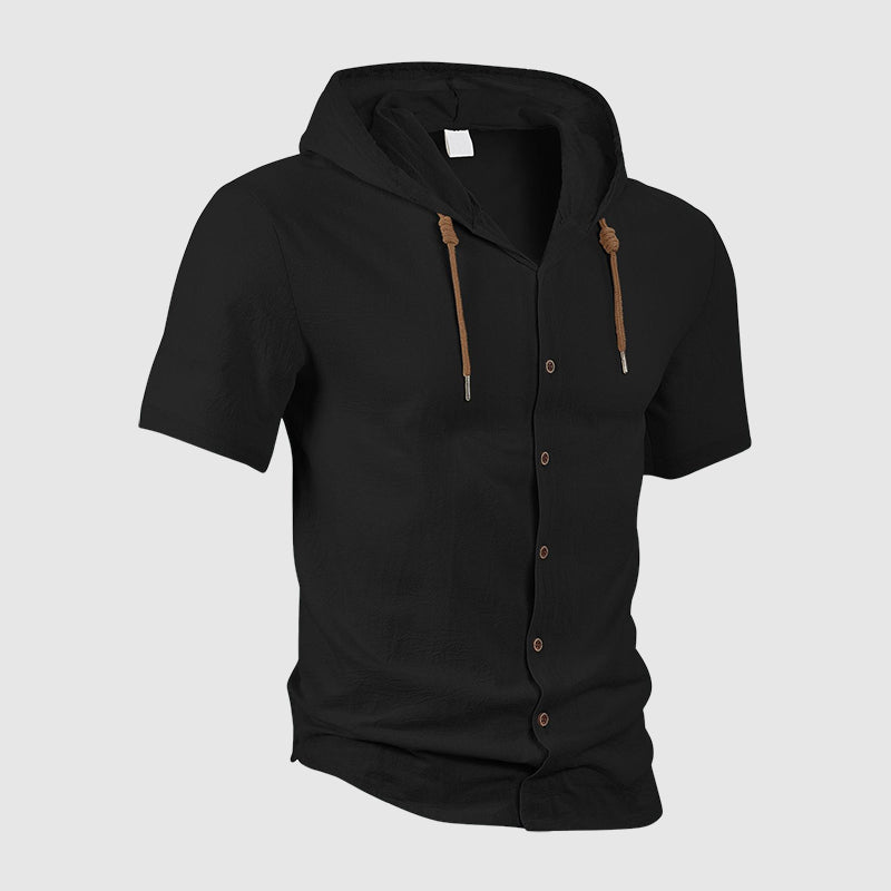 Larry - Men’s Linen Short Sleeve Hooded Shirt