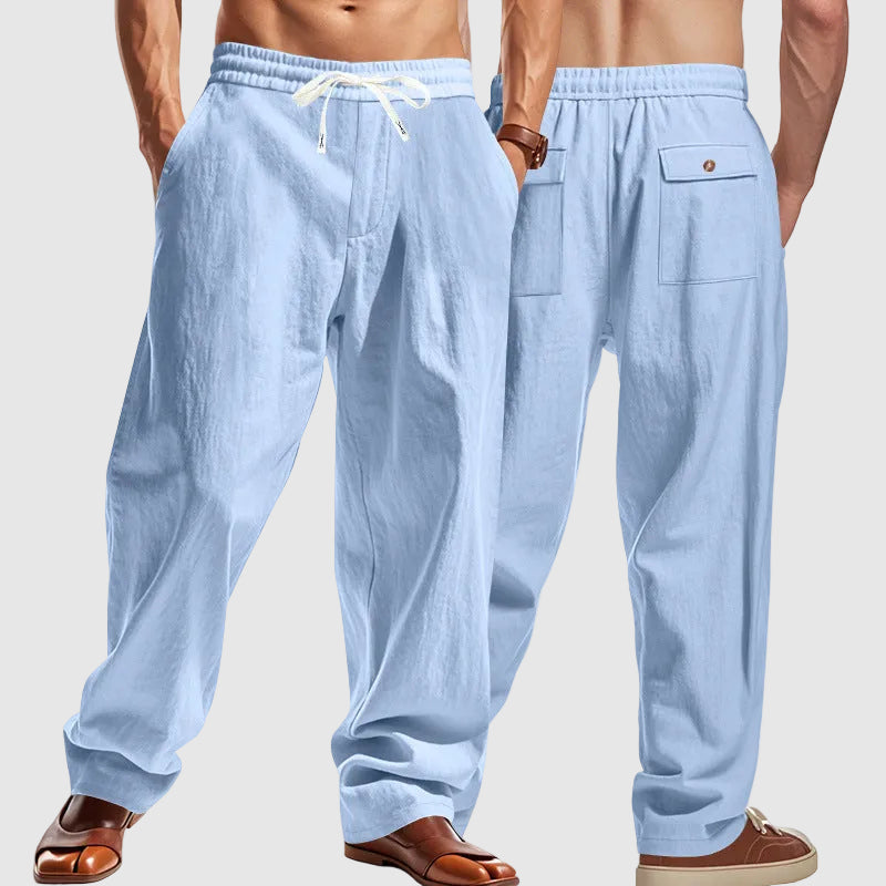 Larry - Men's Relaxed Drawstring Utility Linen Pants