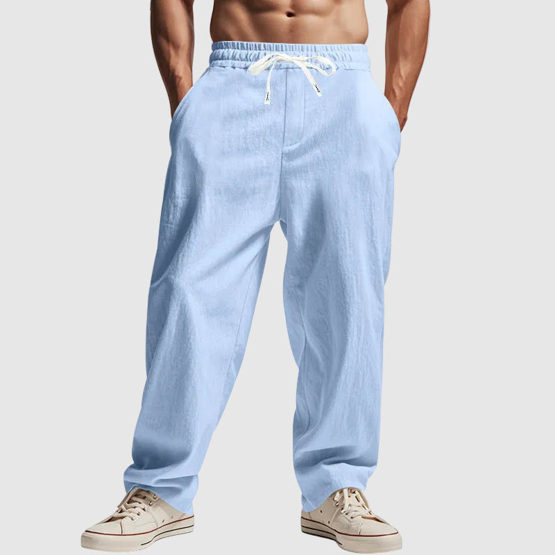 Larry - Men's Relaxed Drawstring Utility Linen Pants