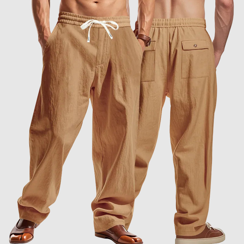 Larry - Men's Relaxed Drawstring Utility Linen Pants