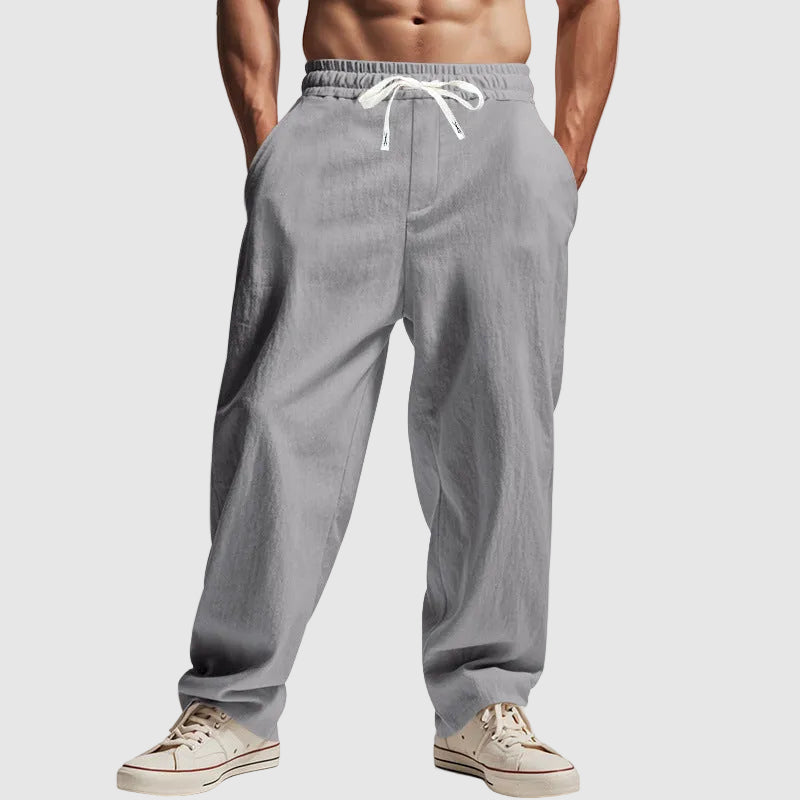 Larry - Men's Relaxed Drawstring Utility Linen Pants