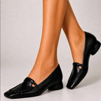Lavinia - Women's Leather Crocodile Embossed Low Heel Loafers