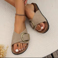 Lena - Women's Bohemian Wide-Strap Buckle Slides
