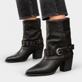Lennie - Women's Buckle-Strap Block Heel Boots