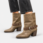Lennie - Women's Buckle-Strap Block Heel Boots