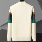 Leroy - Men's Striped Chest Knit Cardigan with Pointed Collar