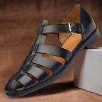 Liam - Men's Classic Buckle Smooth Leather Sandals