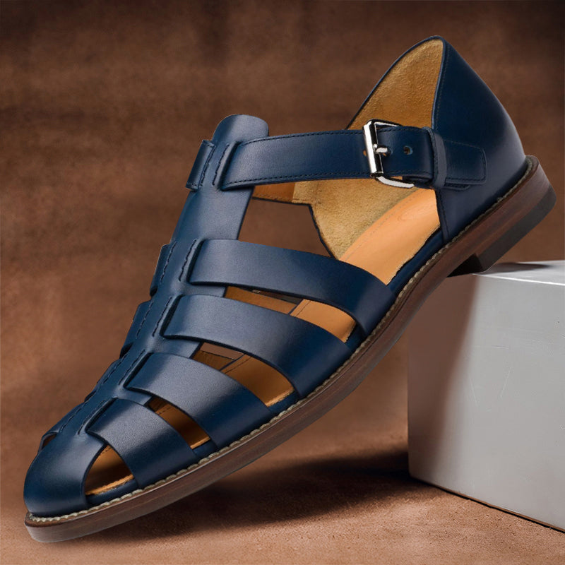 Liam - Men's Classic Buckle Smooth Leather Sandals