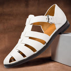 Liam - Men's Classic Buckle Smooth Leather Sandals
