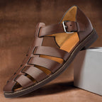 Liam - Men's Classic Buckle Smooth Leather Sandals