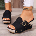 Liliana - Women’s Buckled Wedge Slide Sandals