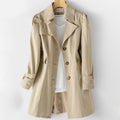 Lilly - Women's Pleated-Shoulder A-Line Trench Coat