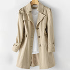 Lilly - Women's Pleated-Shoulder A-Line Trench Coat
