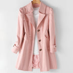 Lilly - Women's Pleated-Shoulder A-Line Trench Coat