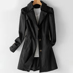 Lilly - Women's Pleated-Shoulder A-Line Trench Coat