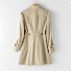 Lilly - Women's Pleated-Shoulder A-Line Trench Coat