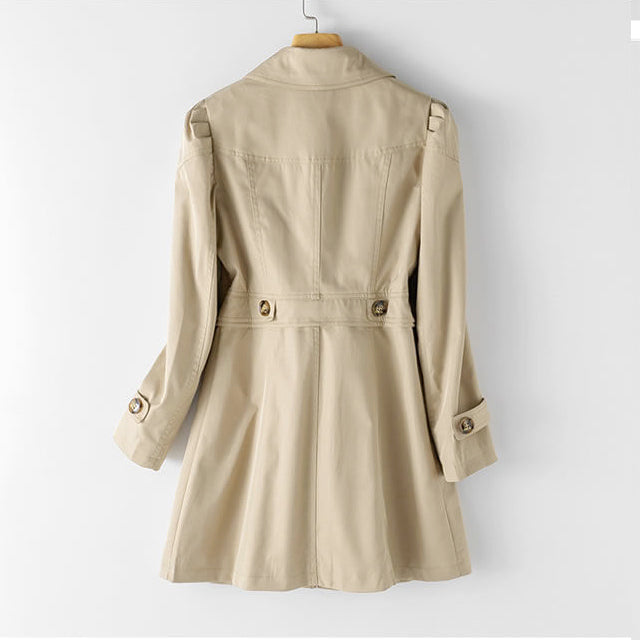 Lilly - Women's Pleated-Shoulder A-Line Trench Coat