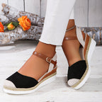 Lily - Women's Colorblock Ankle Strap Espadrille Wedges