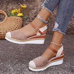 Lily - Women's Colorblock Ankle Strap Espadrille Wedges