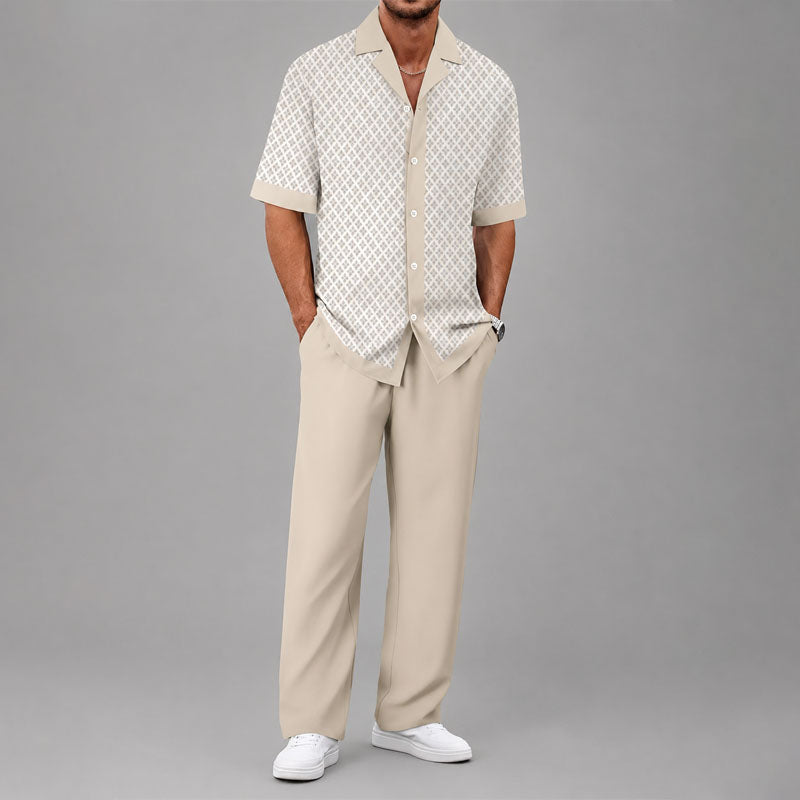 Lincoln - Men’s Geometric Print Shirt & Drawstring Pants Set